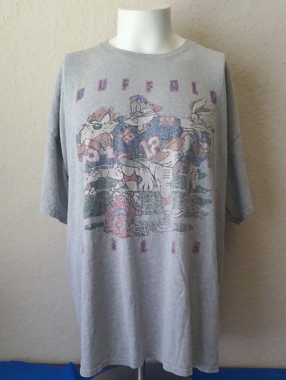 Vintage Buffalo Bills Looney Tunes T Shirt 3XL Gray NFL Football Graphic Tee